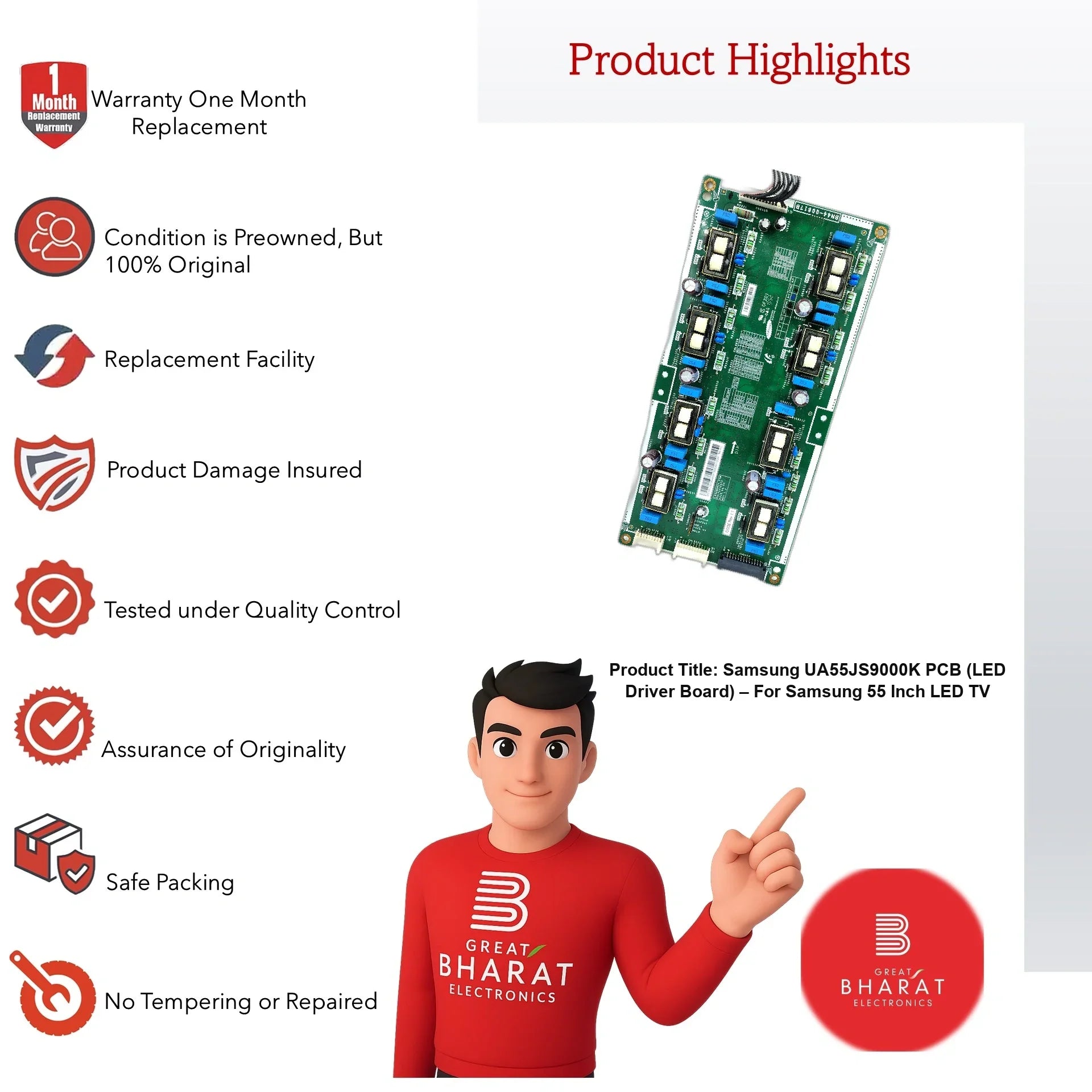 Samsung UA55JS9000K PCB (LED Driver Board) – For Samsung 55 Inch LED TV - Great Bharat Electronics
