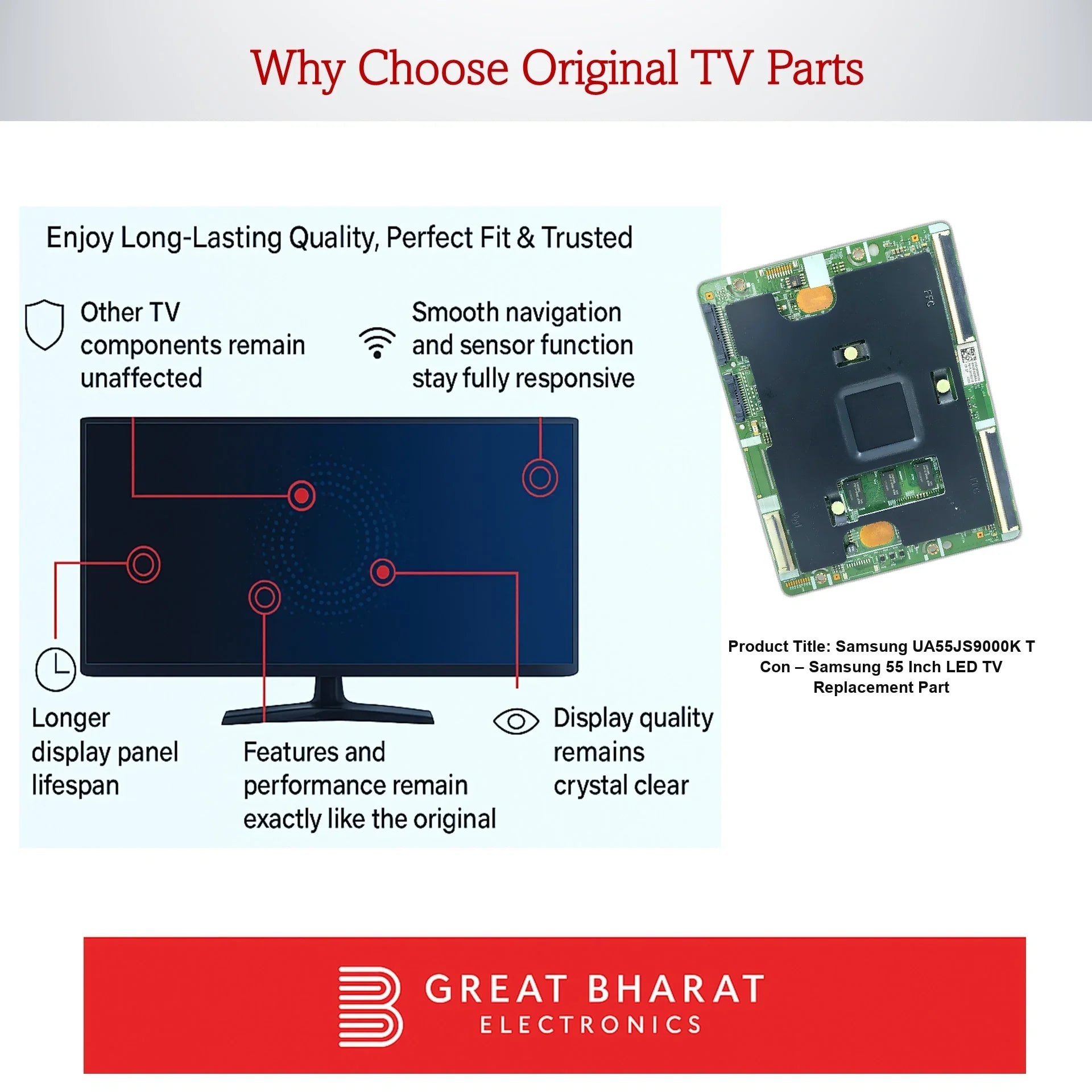 Samsung UA55JS9000K T-Con Board – Samsung 55 Inch LED TV Replacement Part - Great Bharat Electronics