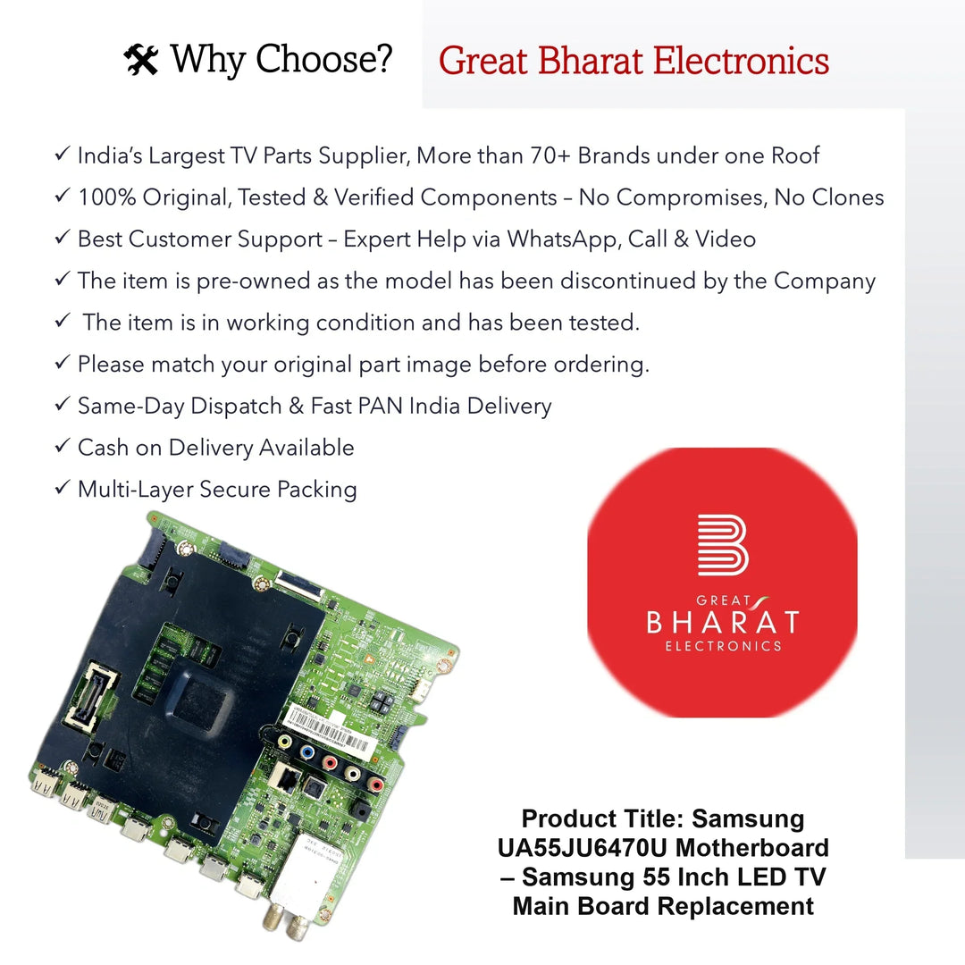 Samsung UA55JU6470U Motherboard – Samsung 55 Inch LED TV Main Board Replacement - Great Bharat Electronics