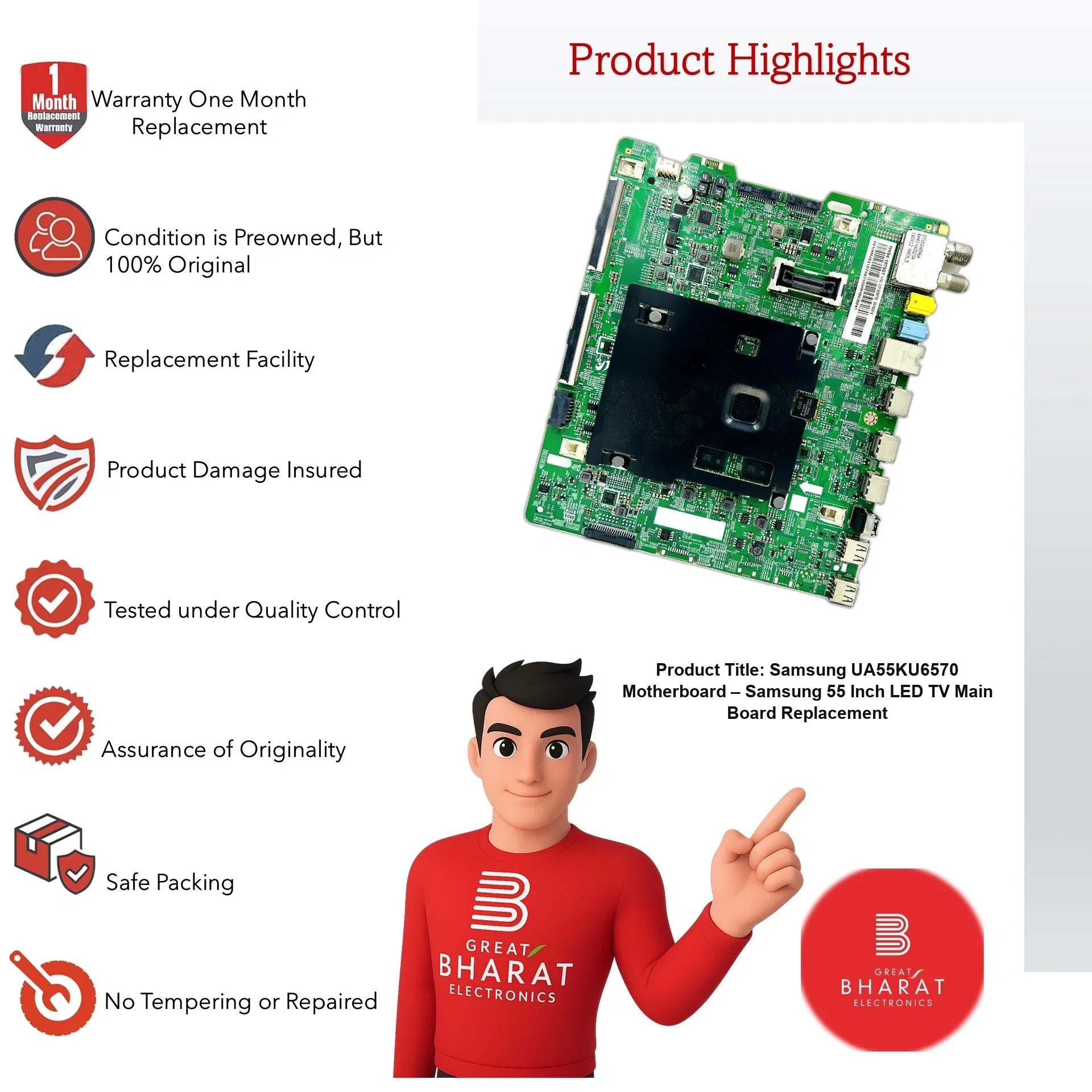 Samsung UA55KU6570 Motherboard – Samsung 55 Inch LED TV Main Board Replacement - Great Bharat Electronics