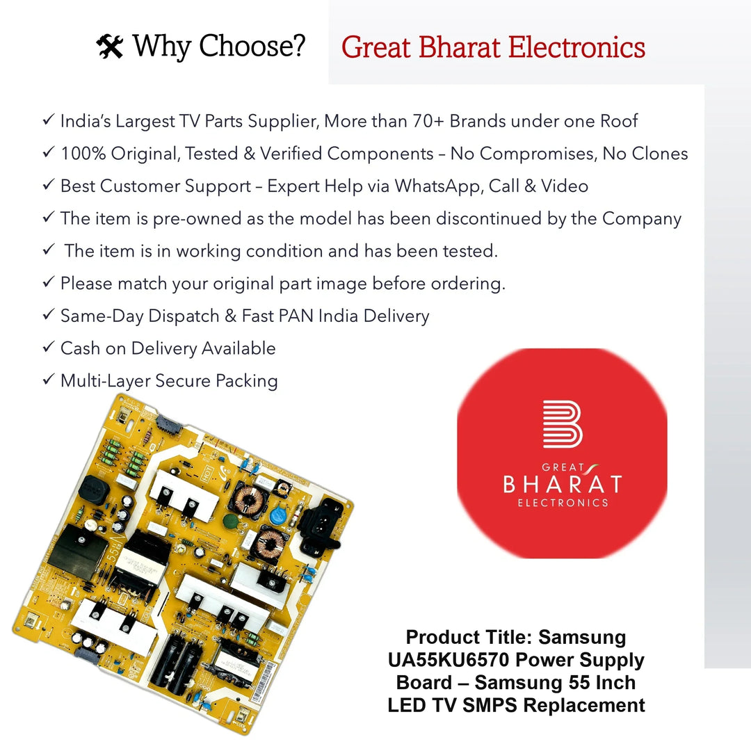 Samsung UA55KU6570 Power Supply Board – Samsung 55 Inch LED TV SMPS Replacement - Great Bharat Electronics
