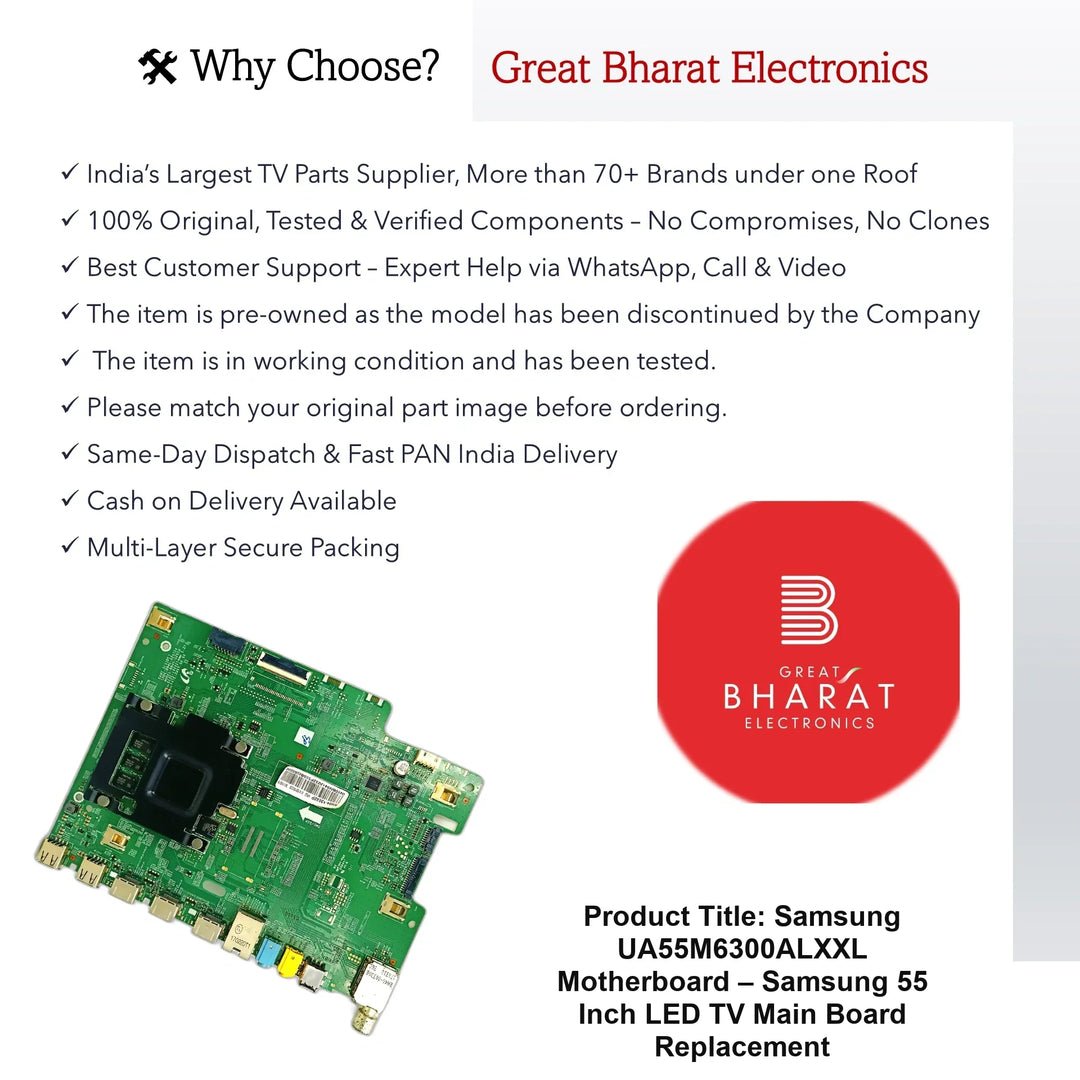 Samsung UA55M6300ALXXL Motherboard – Samsung 55 Inch LED TV Main Board Replacement - Great Bharat Electronics