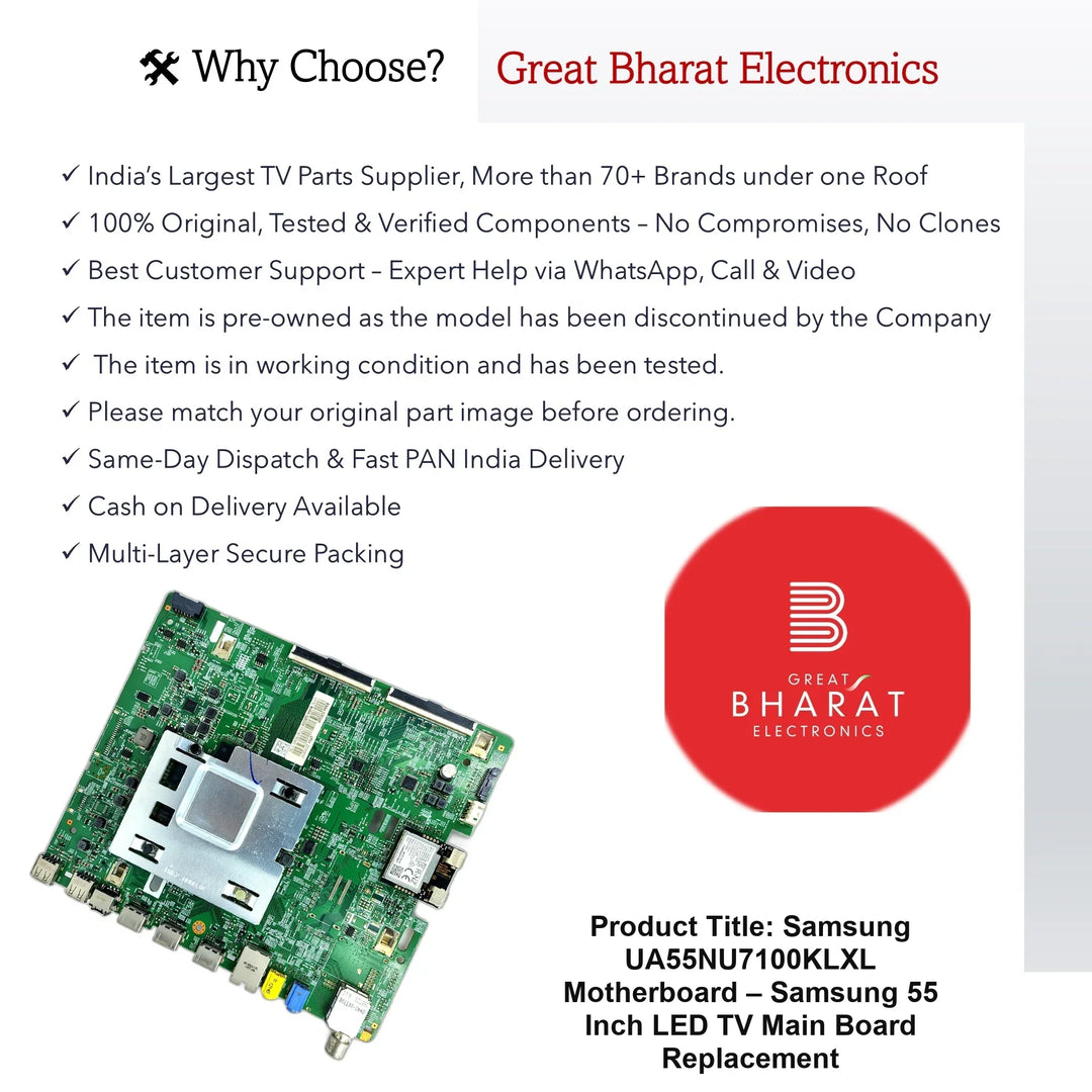 Samsung UA55NU7100KLXL Motherboard – Samsung 55 Inch LED TV Main Board Replacement - Great Bharat Electronics