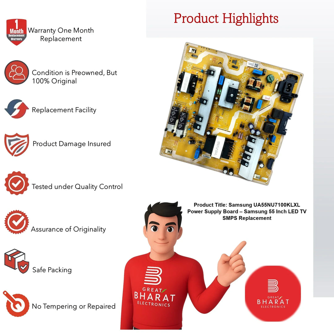 Samsung UA55NU7100KLXL Power Supply Board – Samsung 55 Inch LED TV SMPS Replacement - Great Bharat Electronics