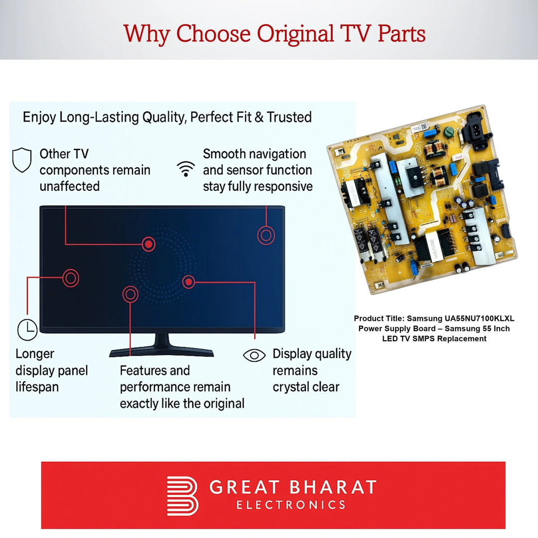 Samsung UA55NU7100KLXL Power Supply Board – Samsung 55 Inch LED TV SMPS Replacement - Great Bharat Electronics