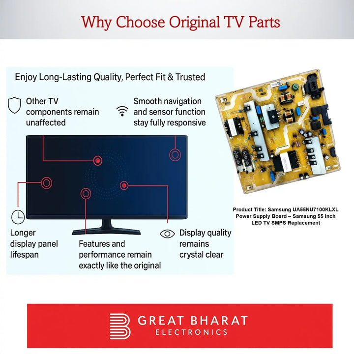 Samsung UA55NU7100KLXL Power Supply Board – Samsung 55 Inch LED TV SMPS Replacement - Great Bharat Electronics