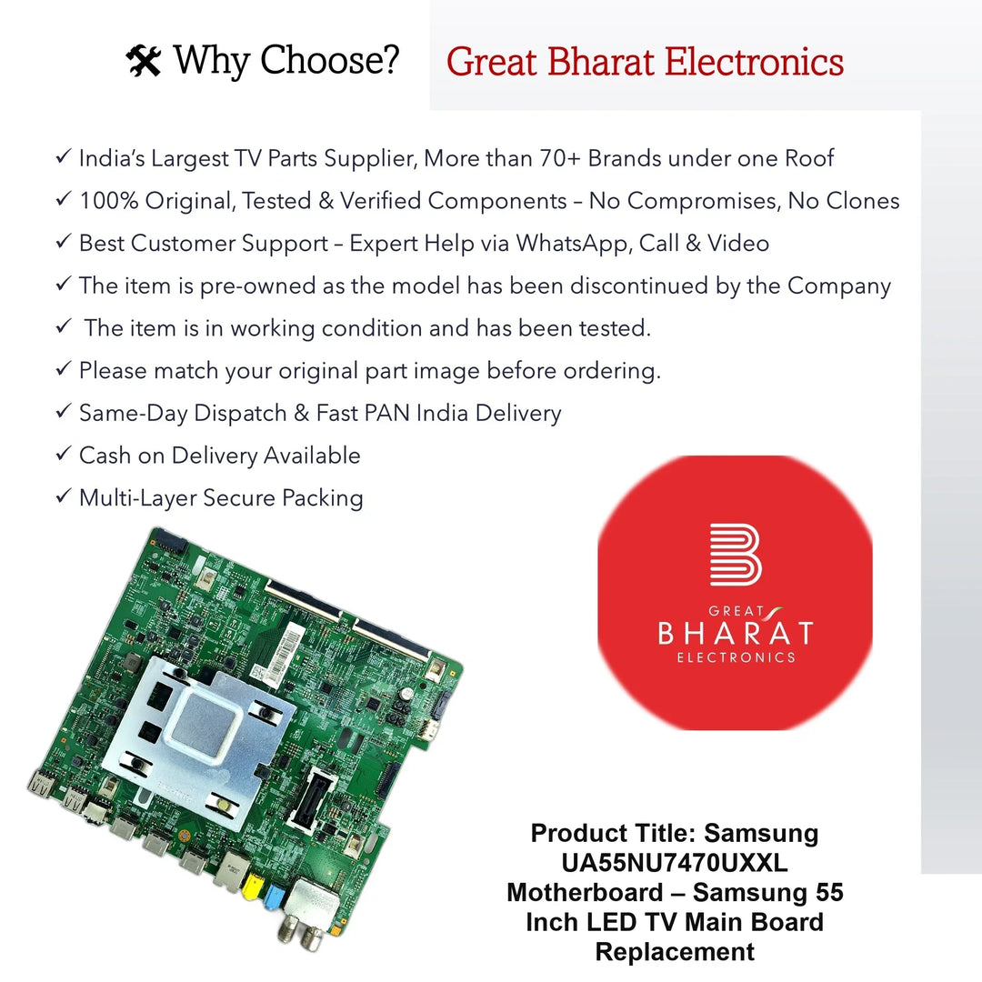 Samsung UA55NU7470UXXL Motherboard – Samsung 55 Inch LED TV Main Board Replacement - Great Bharat Electronics