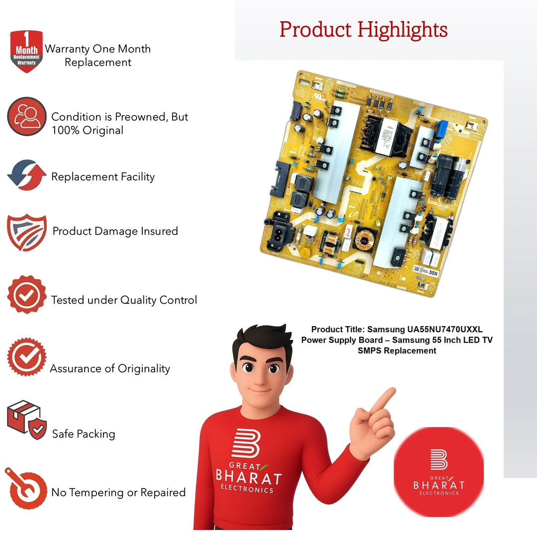 Samsung UA55NU7470UXXL Power Supply Board – Samsung 55 Inch LED TV SMPS Replacement - Great Bharat Electronics
