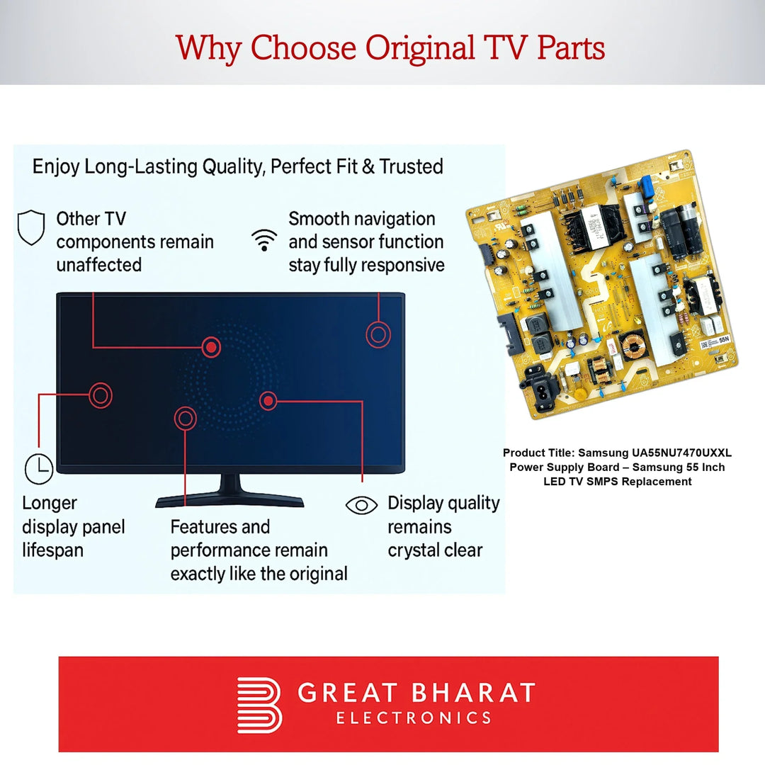 Samsung UA55NU7470UXXL Power Supply Board – Samsung 55 Inch LED TV SMPS Replacement - Great Bharat Electronics