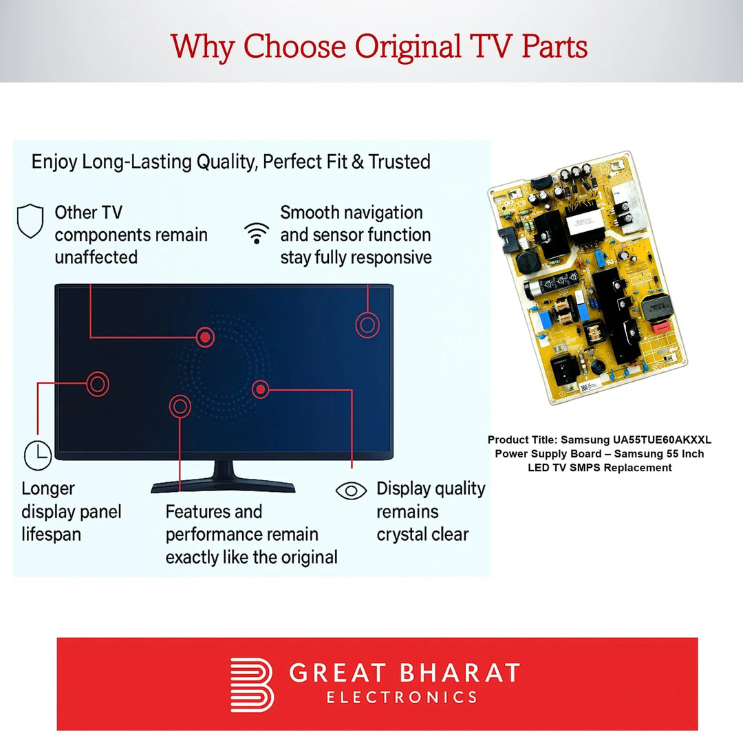 Samsung UA55TUE60AKXXL Power Supply Board – Samsung 55 Inch LED TV SMPS Replacement - Great Bharat Electronics