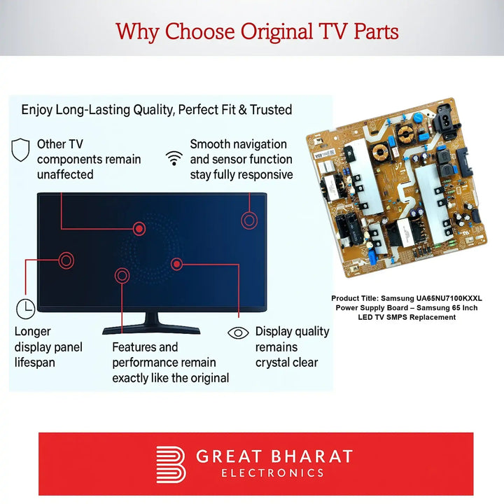 Samsung UA65NU7100KXXL Power Supply Board – Samsung 65 Inch LED TV SMPS Replacement - Great Bharat Electronics