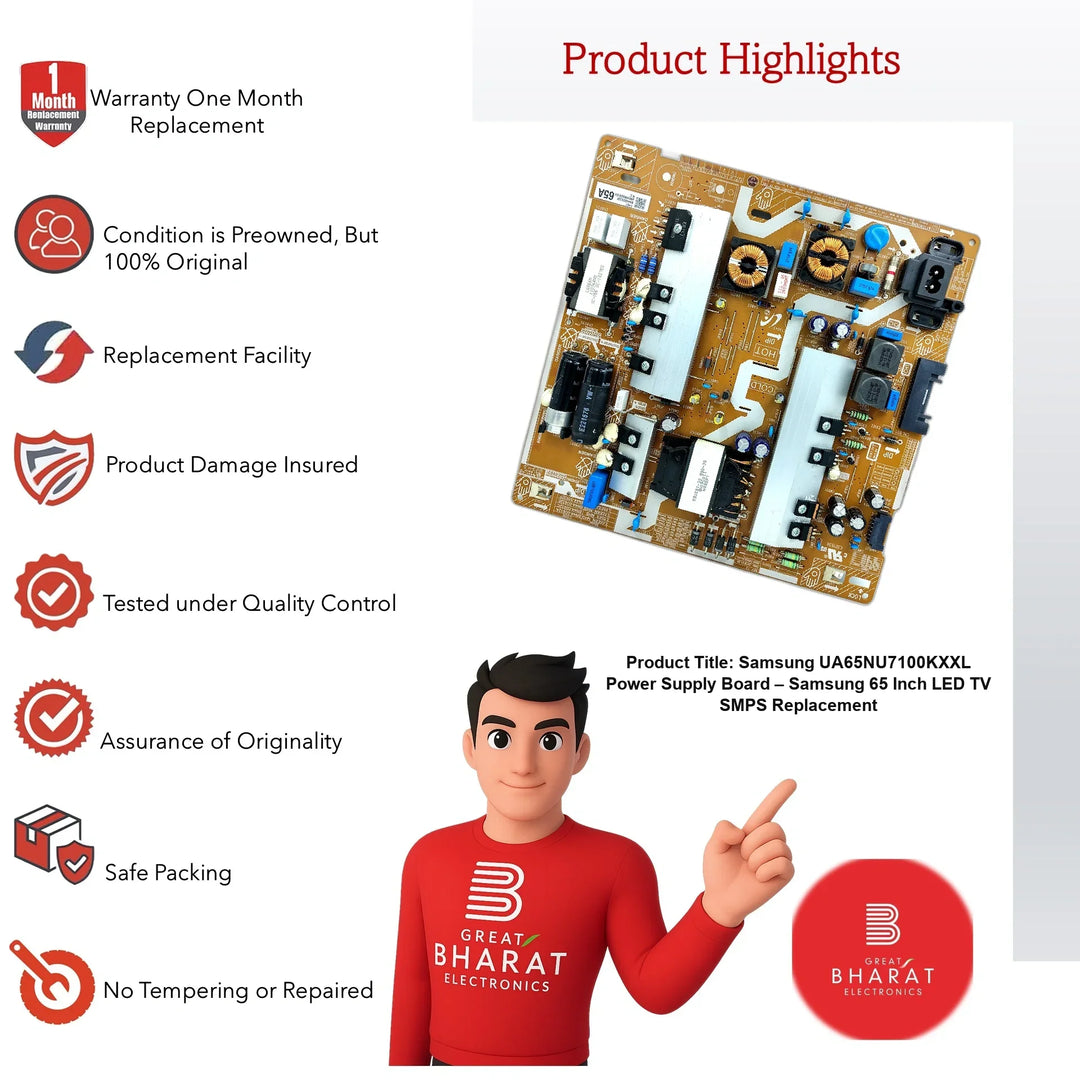 Samsung UA65NU7100KXXL Power Supply Board – Samsung 65 Inch LED TV SMPS Replacement - Great Bharat Electronics