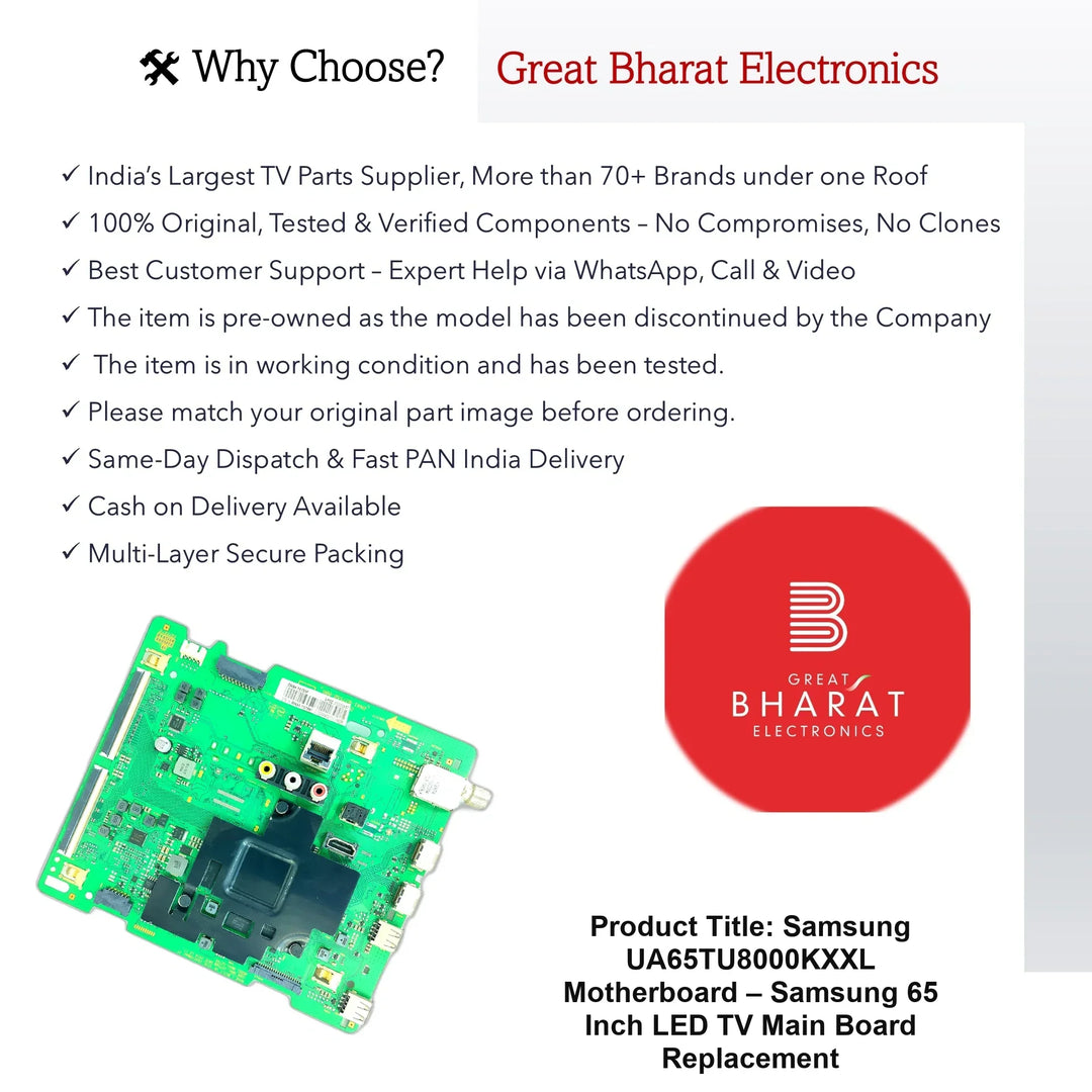 Samsung UA65TU8000KXXL Motherboard – Samsung 65 Inch LED TV Main Board Replacement - Great Bharat Electronics