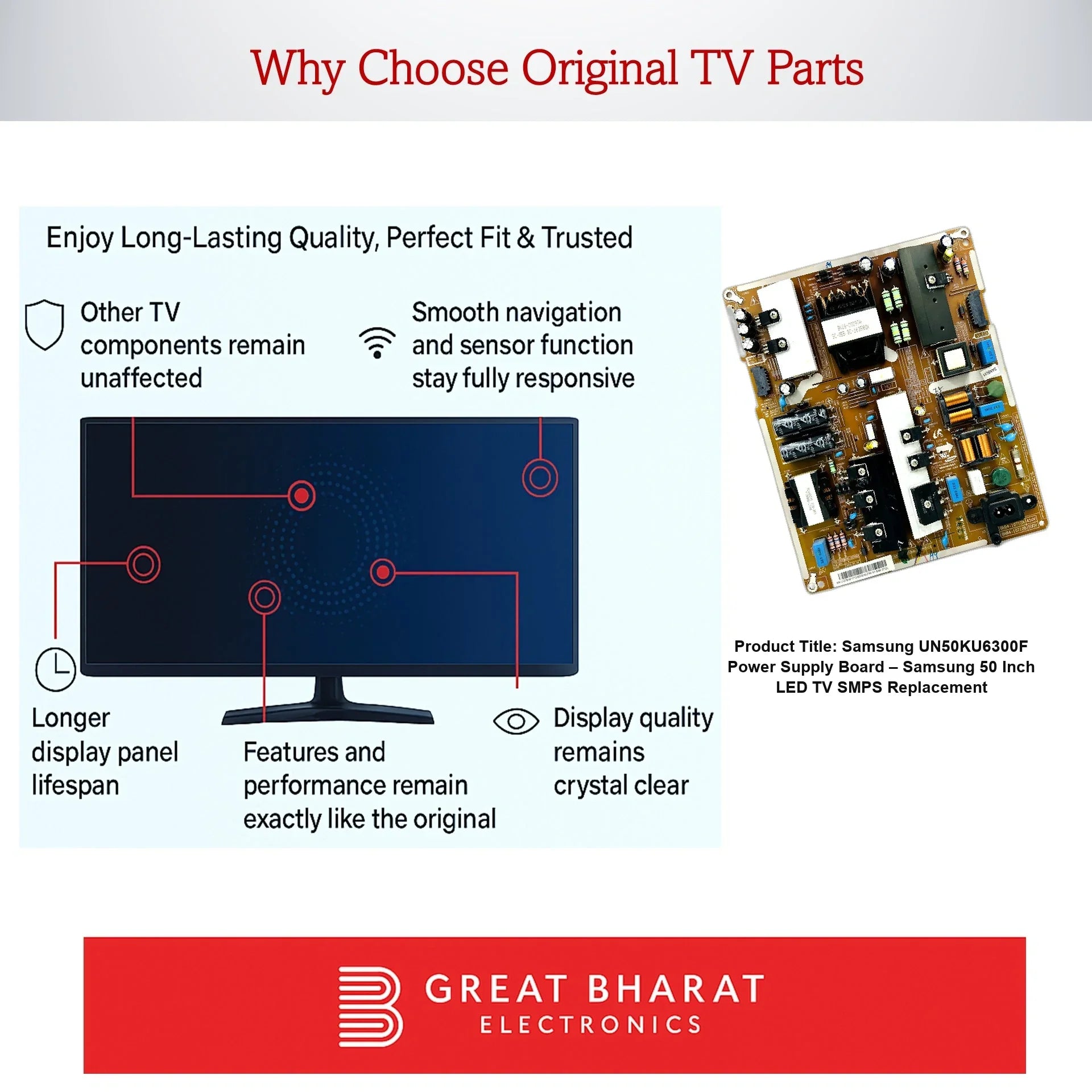 Samsung UN50KU6300F Power Supply Board – Samsung 50 Inch LED TV SMPS Replacement - Great Bharat Electronics