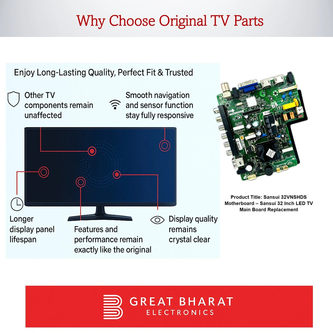 Sansui 32VNSHDS Motherboard – Sansui 32 Inch LED TV Main Board Replacement - Great Bharat Electronics