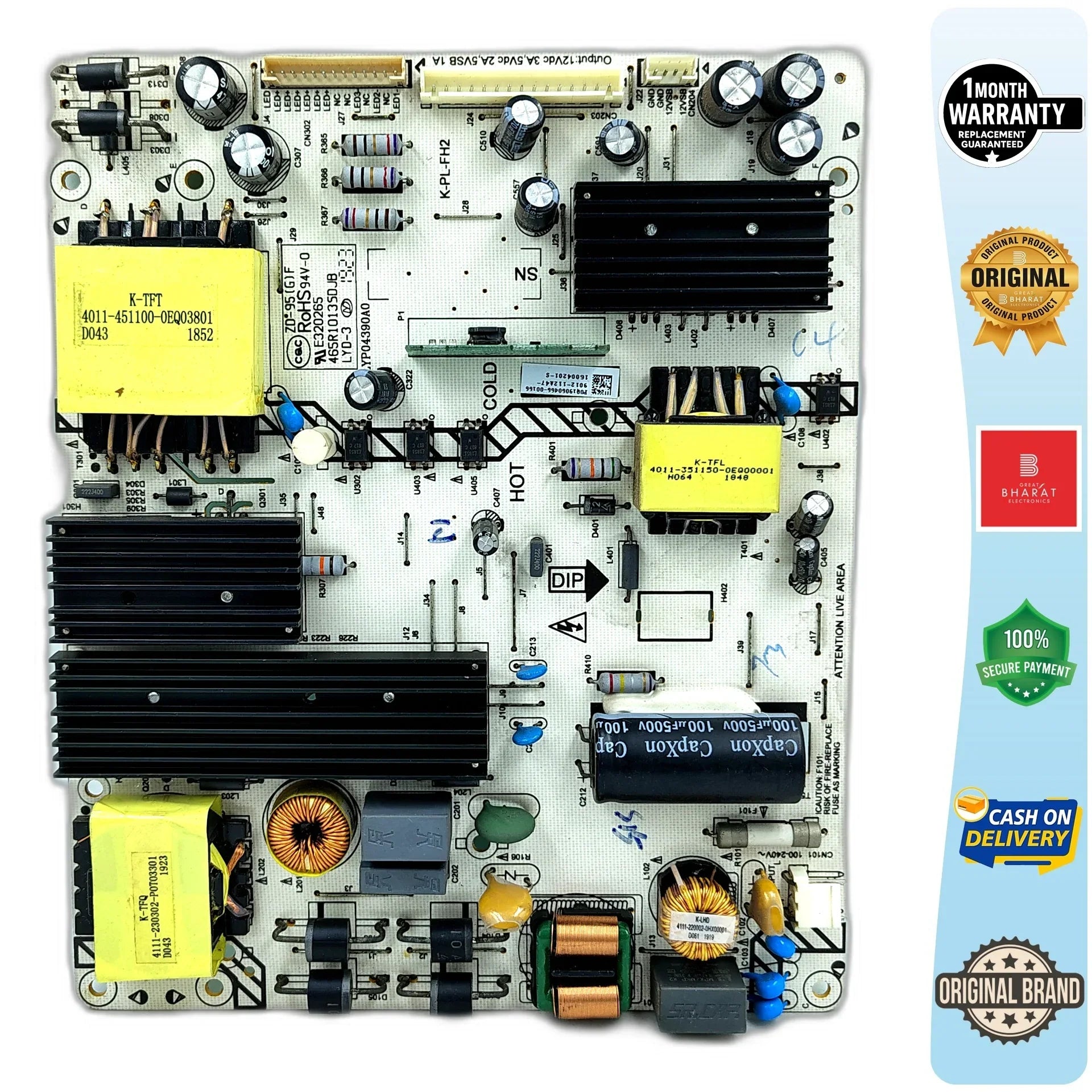 Sansui JSK65LSUHD Power Supply Board – Sansui 65 Inch LED TV SMPS Replacement - Great Bharat Electronics