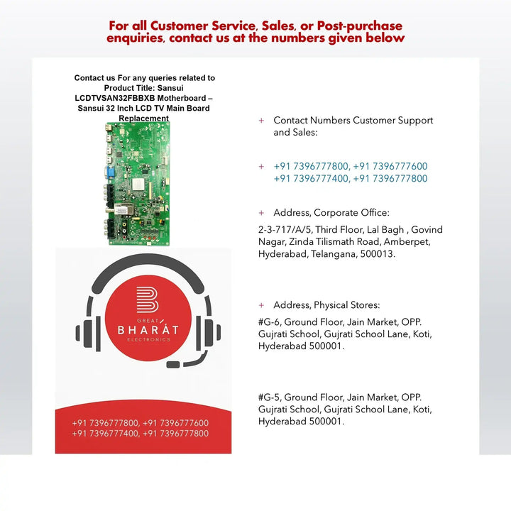Sansui LCDTVSAN32FBBXB மதர்போர்டு – Sansui 32 அங்குலம் LCD TV பிரதான பலகை மாற்றுதல் - Great Bharat Electronics