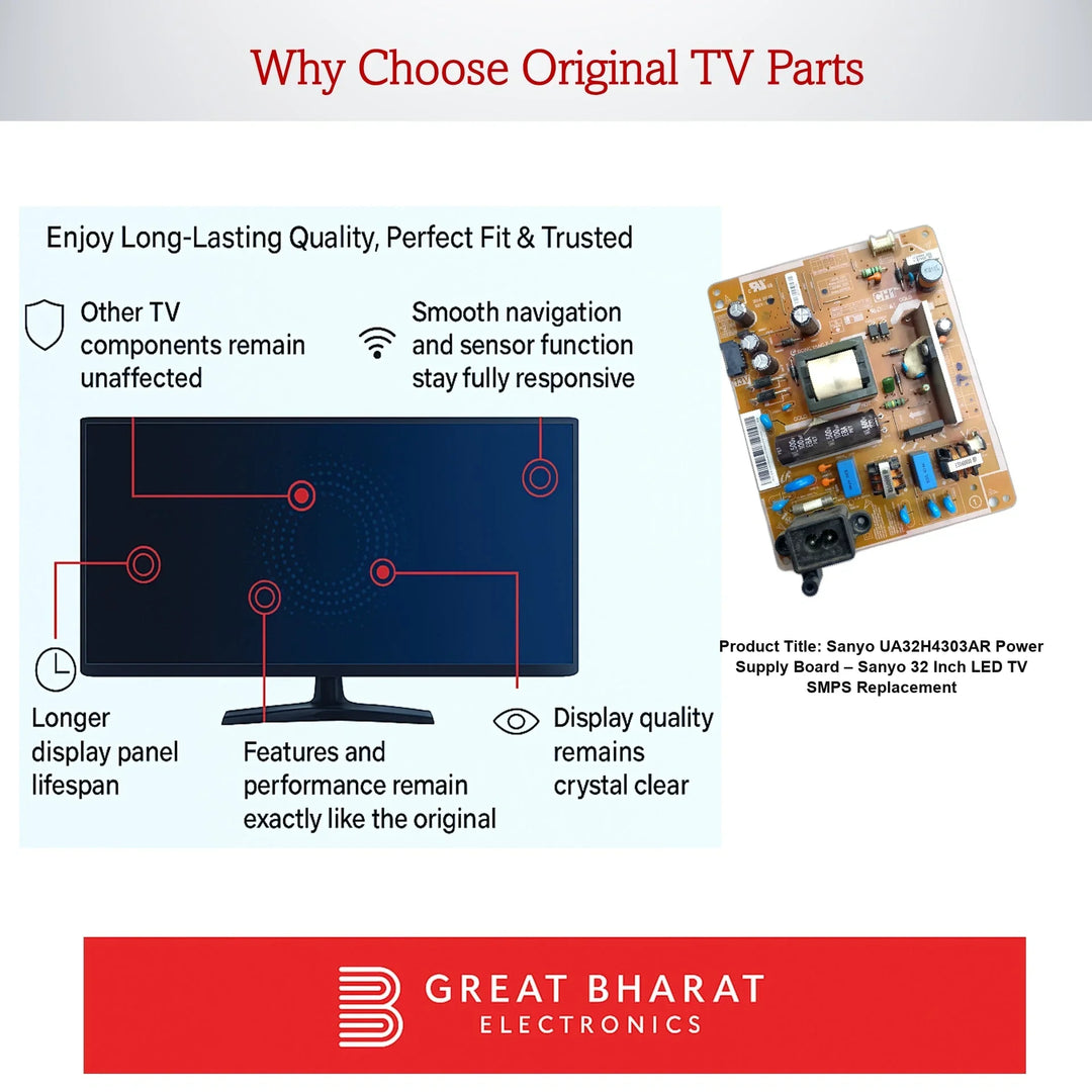 Sanyo UA32H4303AR Power Supply Board – Sanyo 32 Inch LED TV SMPS Replacement - Great Bharat Electronics