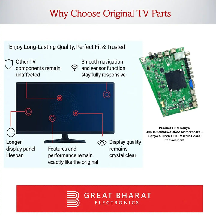 Sanyo UHDTUSNA50QXOSAZ Motherboard – Sanyo 50 Inch LED TV Main Board Replacement - Great Bharat Electronics