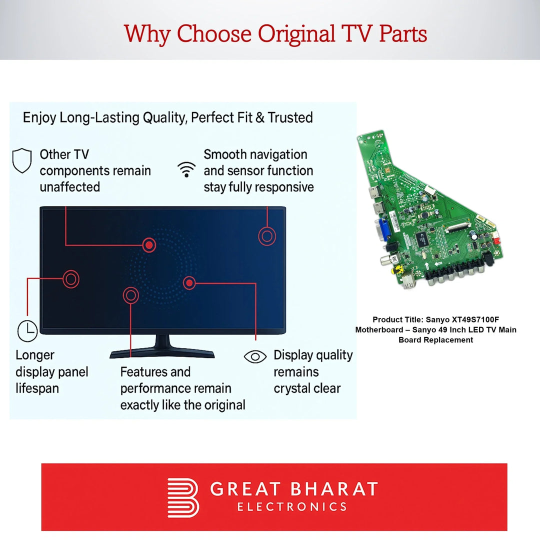Sanyo XT49S7100F Motherboard – Sanyo 49 Inch LED TV Main Board Replacement - Great Bharat Electronics