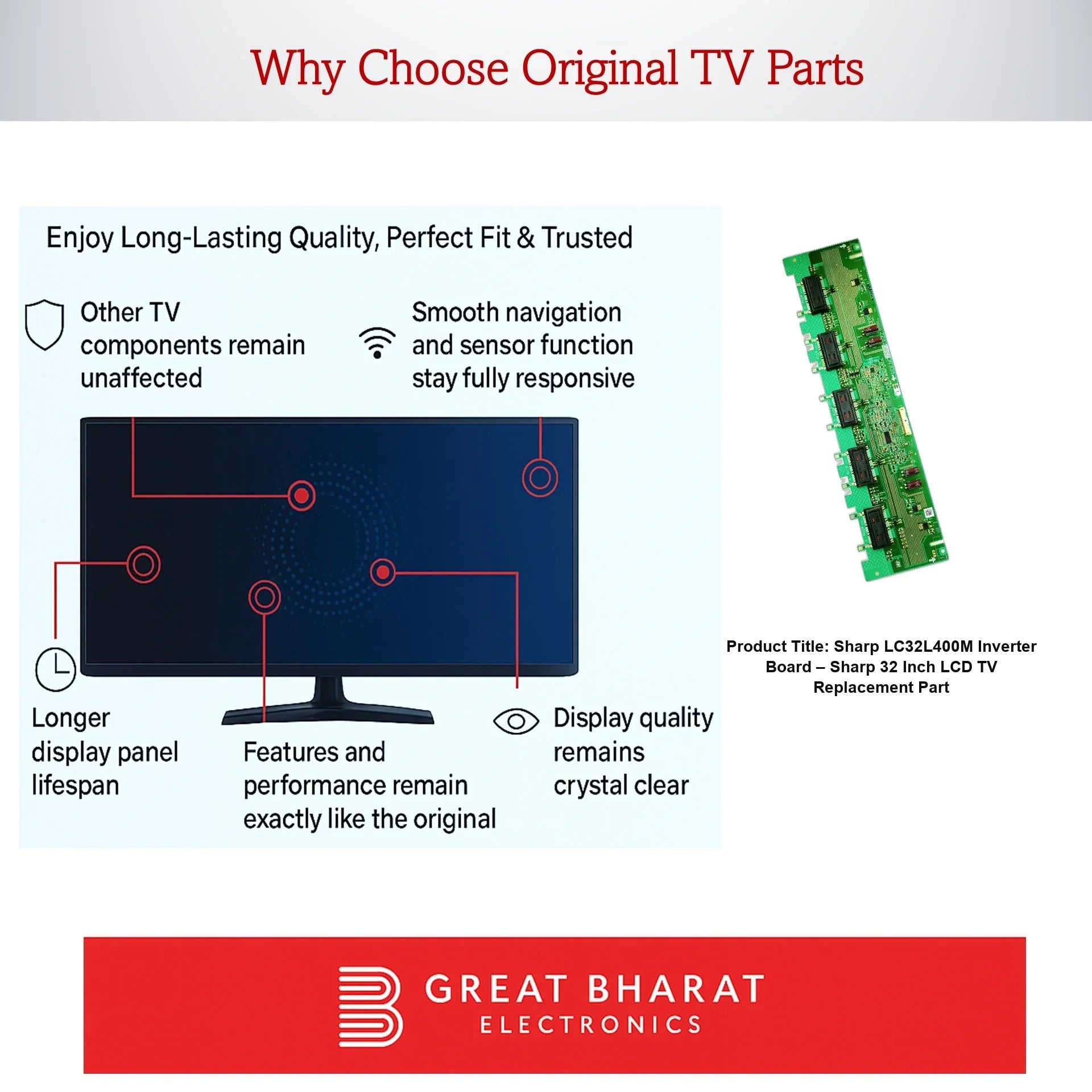 Sharp LC32L400M Inverter Board – Sharp 32 Inch LCD TV Replacement Part - Great Bharat Electronics