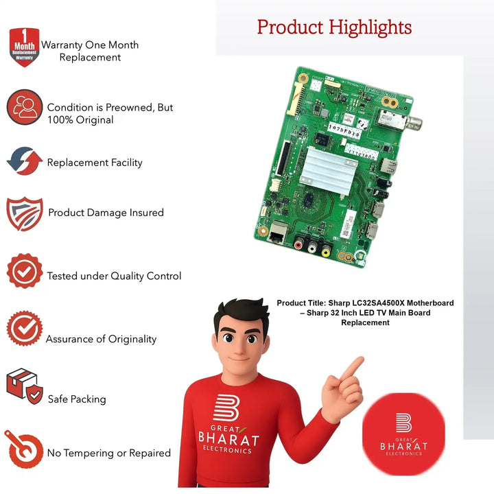 Sharp LC32SA4500X Motherboard – Sharp 32 Inch LED TV Main Board Replacement - Great Bharat Electronics