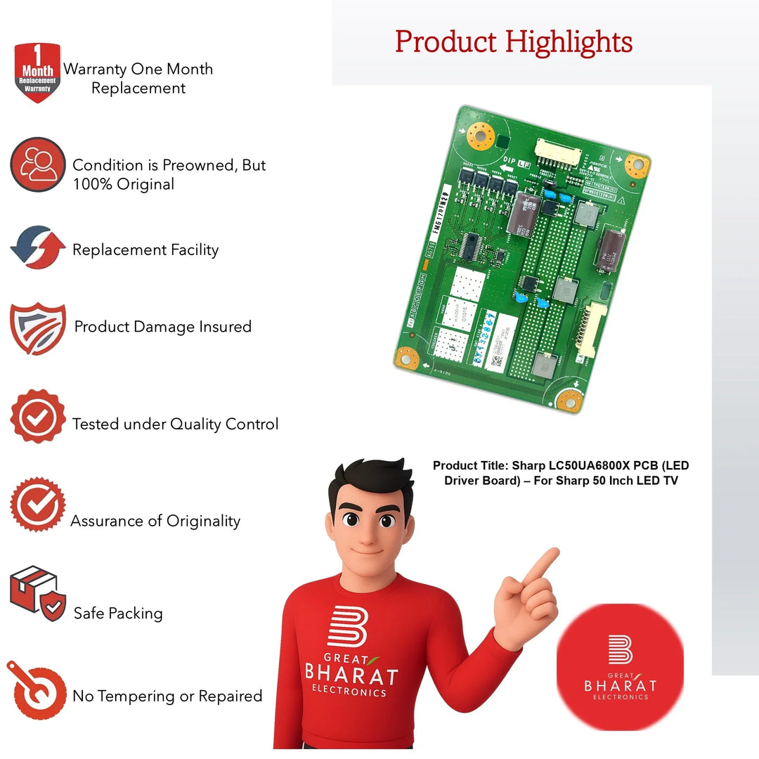 Sharp LC50UA6800X PCB (LED Driver Board) – For Sharp 50 Inch LED TV - Great Bharat Electronics