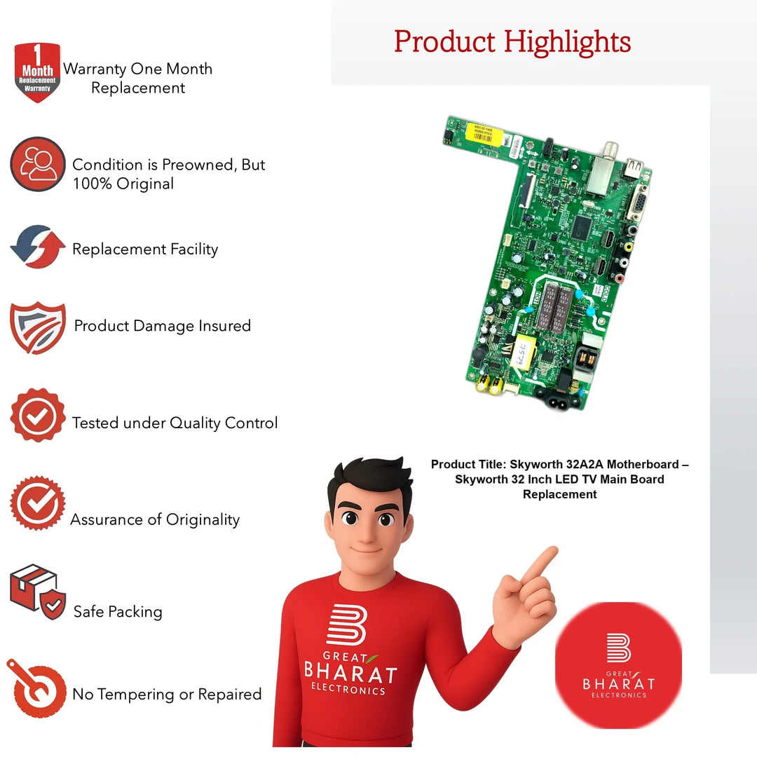 Skyworth 32A2A Motherboard – Skyworth 32 Inch LED TV Main Board Replacement - Great Bharat Electronics