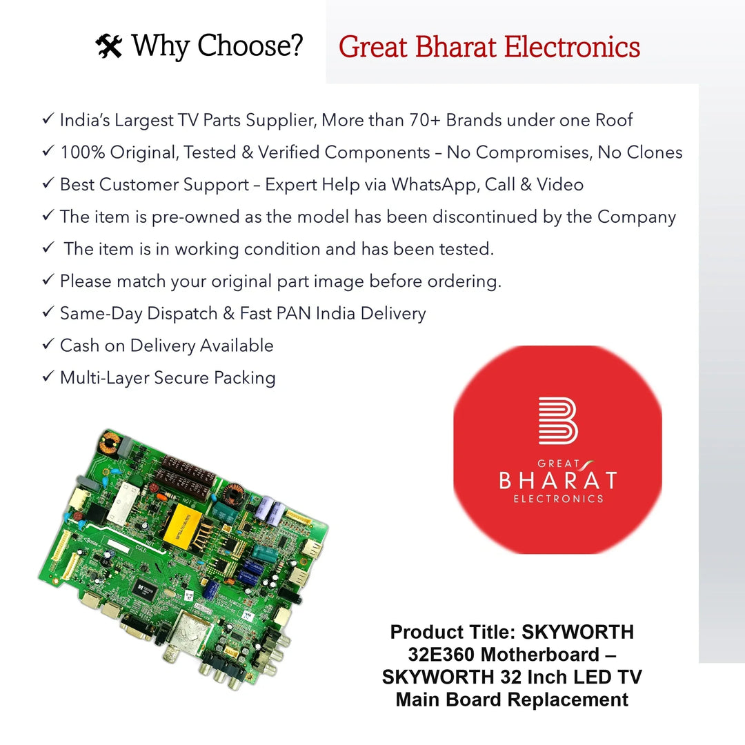 SKYWORTH 32E360 Motherboard – SKYWORTH 32 Inch LED TV Main Board Replacement - Great Bharat Electronics