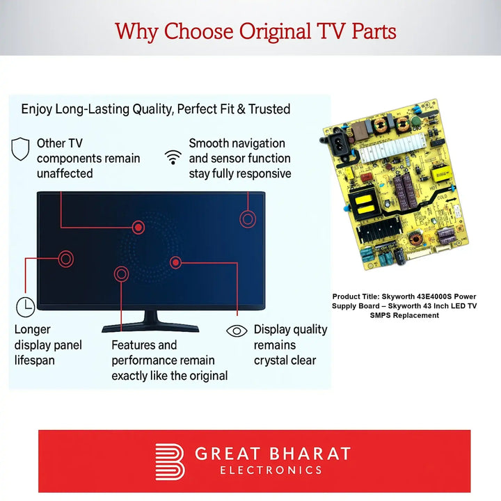Skyworth 43E4000S Power Supply Board – Skyworth 43 Inch LED TV SMPS Replacement - Great Bharat Electronics