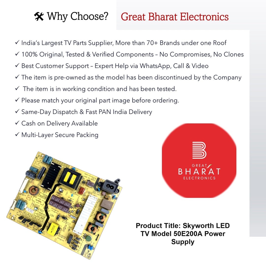 Skyworth 50E200A Power Supply Board – Original Skyworth 50 Inch LED TV SMPS - Great Bharat Electronics