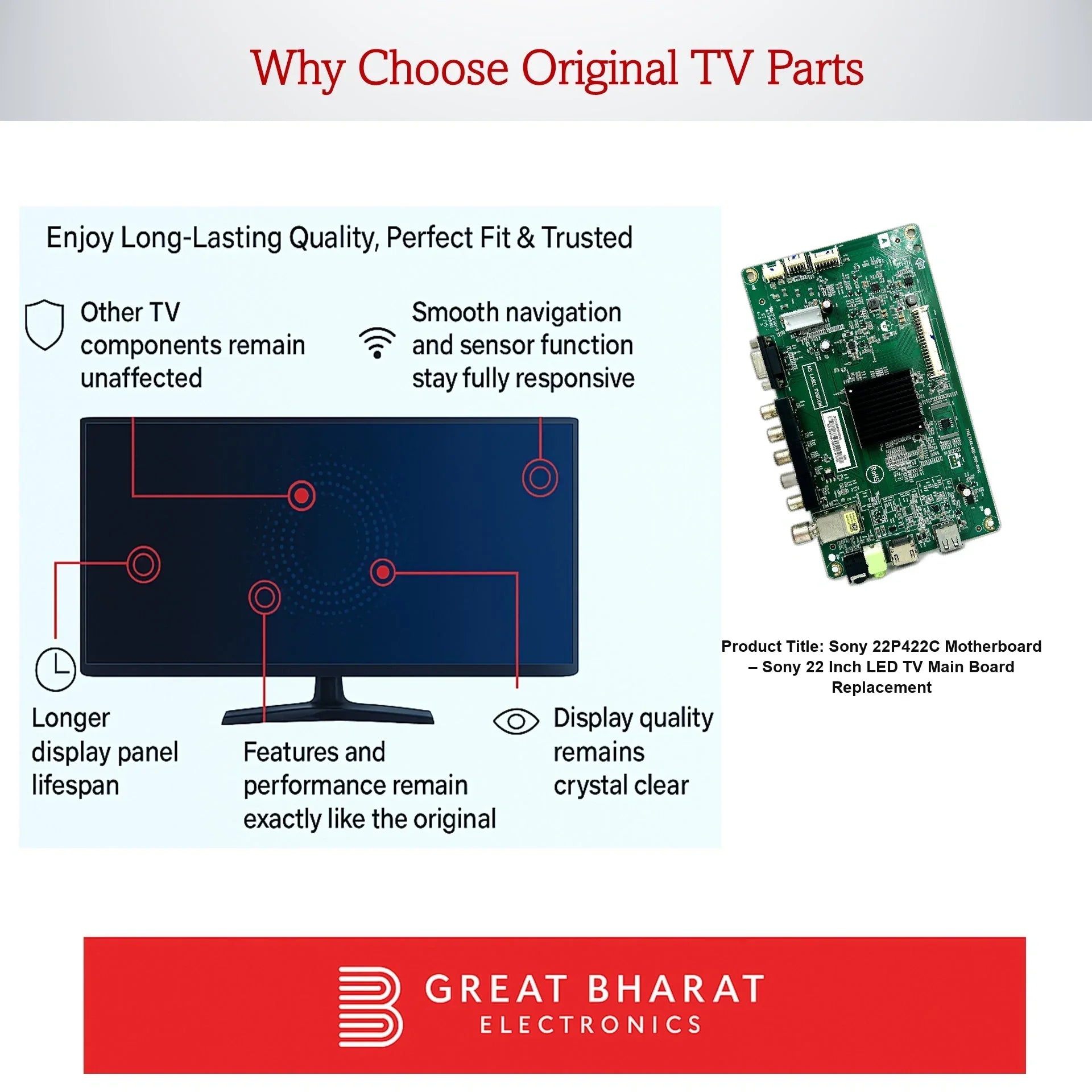 Sony 22P422C Motherboard – Sony 22 Inch LED TV Main Board Replacement - Great Bharat Electronics