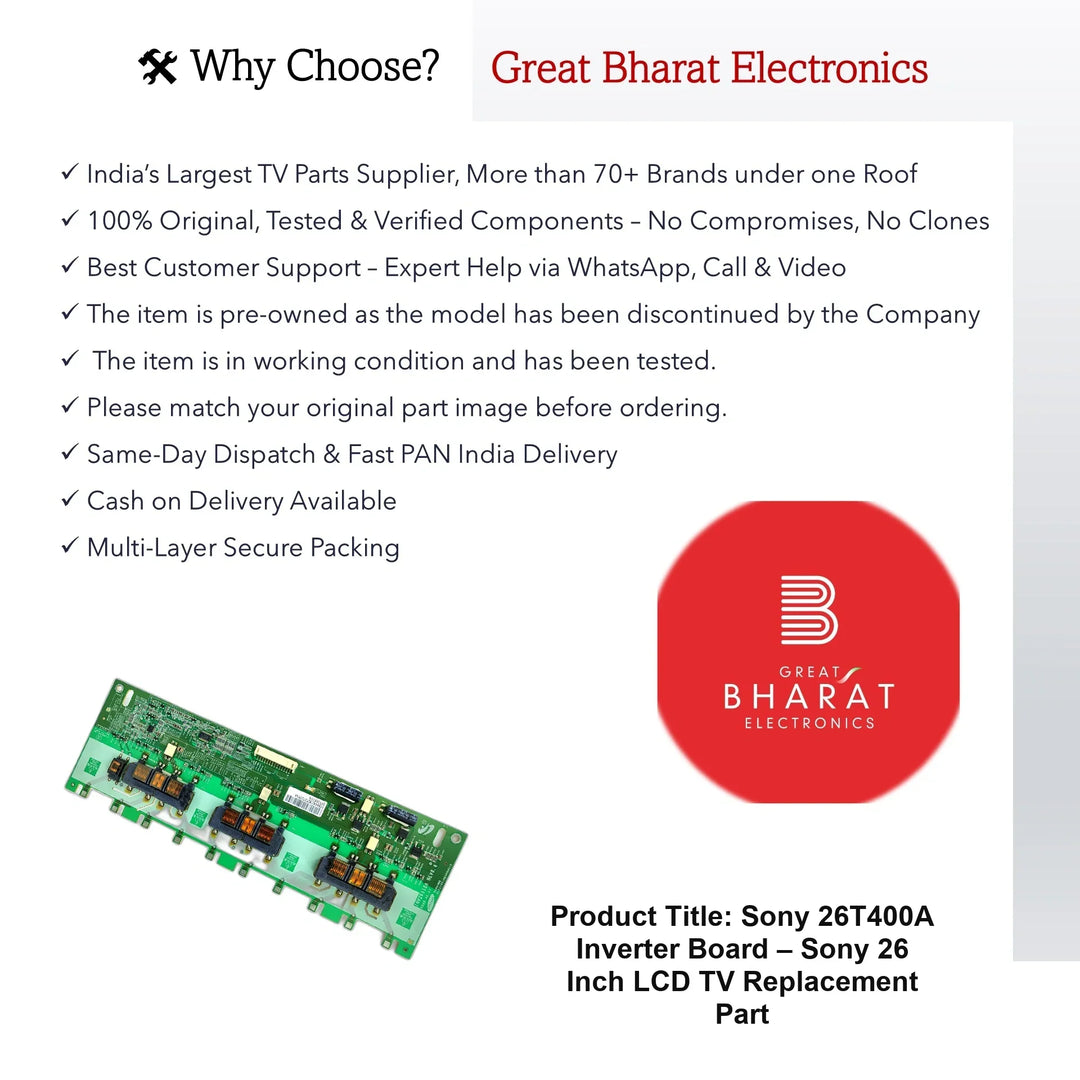 Sony 26T400A Inverter Board – Sony 26 Inch LCD TV Replacement Part - Great Bharat Electronics