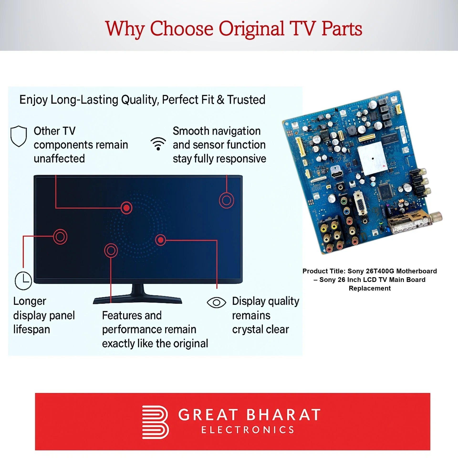 Sony 26T400G Motherboard – Sony 26 Inch LCD TV Main Board Replacement - Great Bharat Electronics