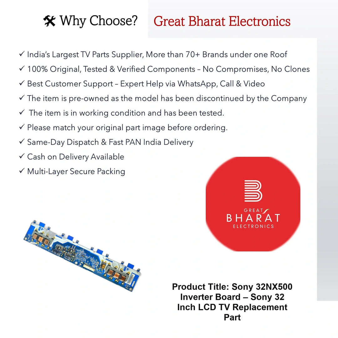 Sony 32NX500 Inverter Board – Sony 32 Inch LCD TV Replacement Part - Great Bharat Electronics
