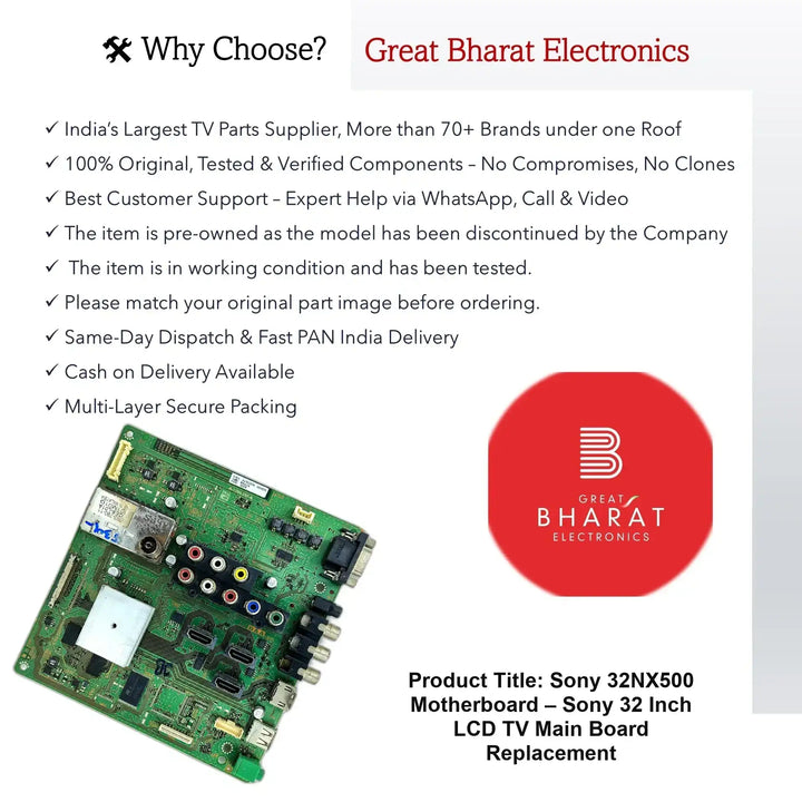 Sony 32NX500 Motherboard – Sony 32 Inch LCD TV Main Board Replacement - Great Bharat Electronics
