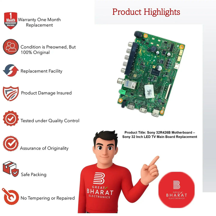 Sony 32R426B Motherboard – Sony 32 Inch LED TV Main Board Replacement - Great Bharat Electronics