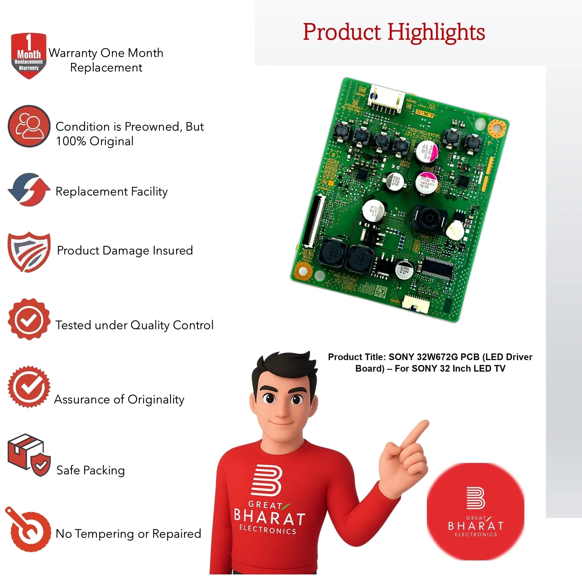 Sony 32W672G PCB (LED Driver Board) – For Sony 32 Inch LED TV - Great Bharat Electronics