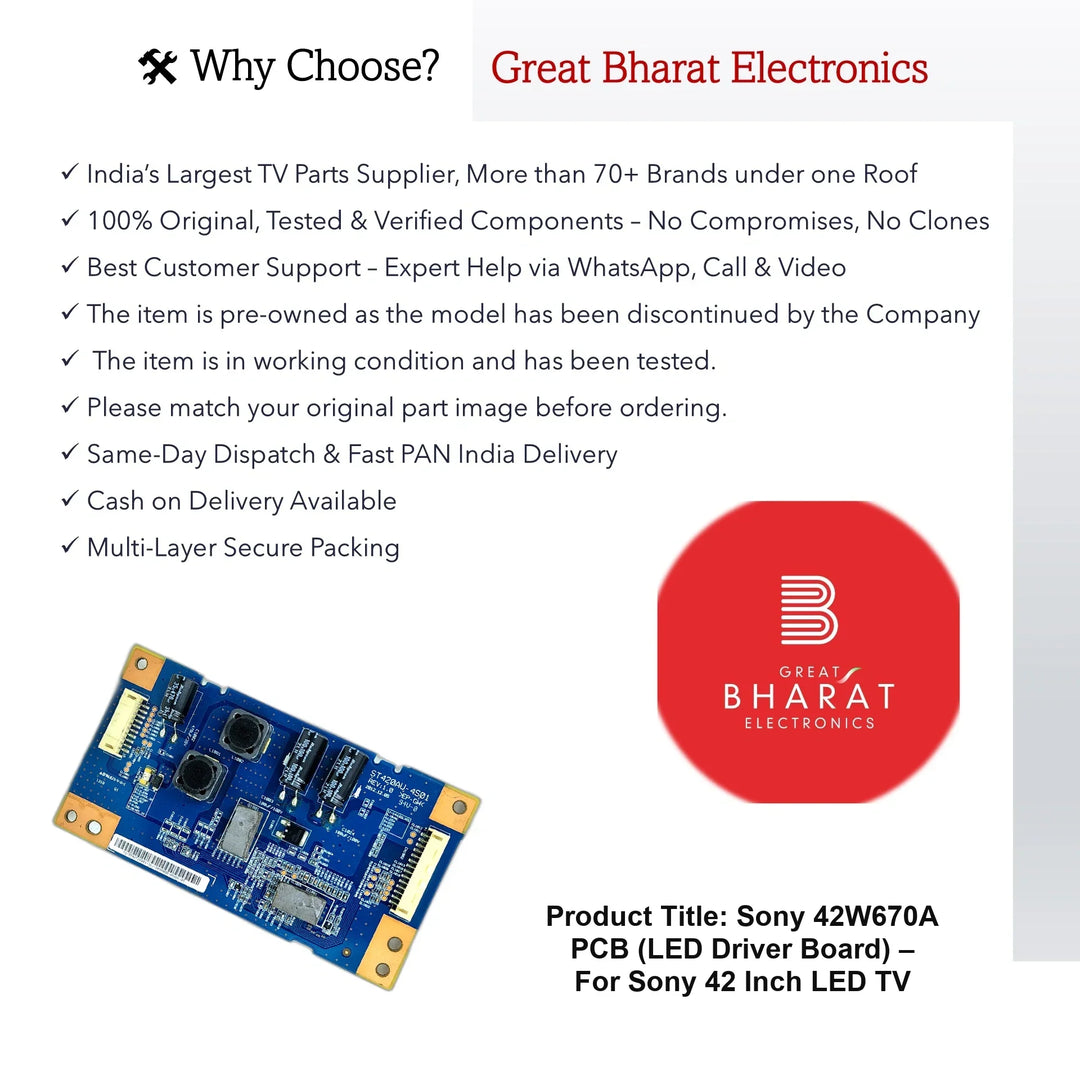 Sony 42W670A PCB (LED Driver Board) – For Sony 42 Inch LED TV - Great Bharat Electronics