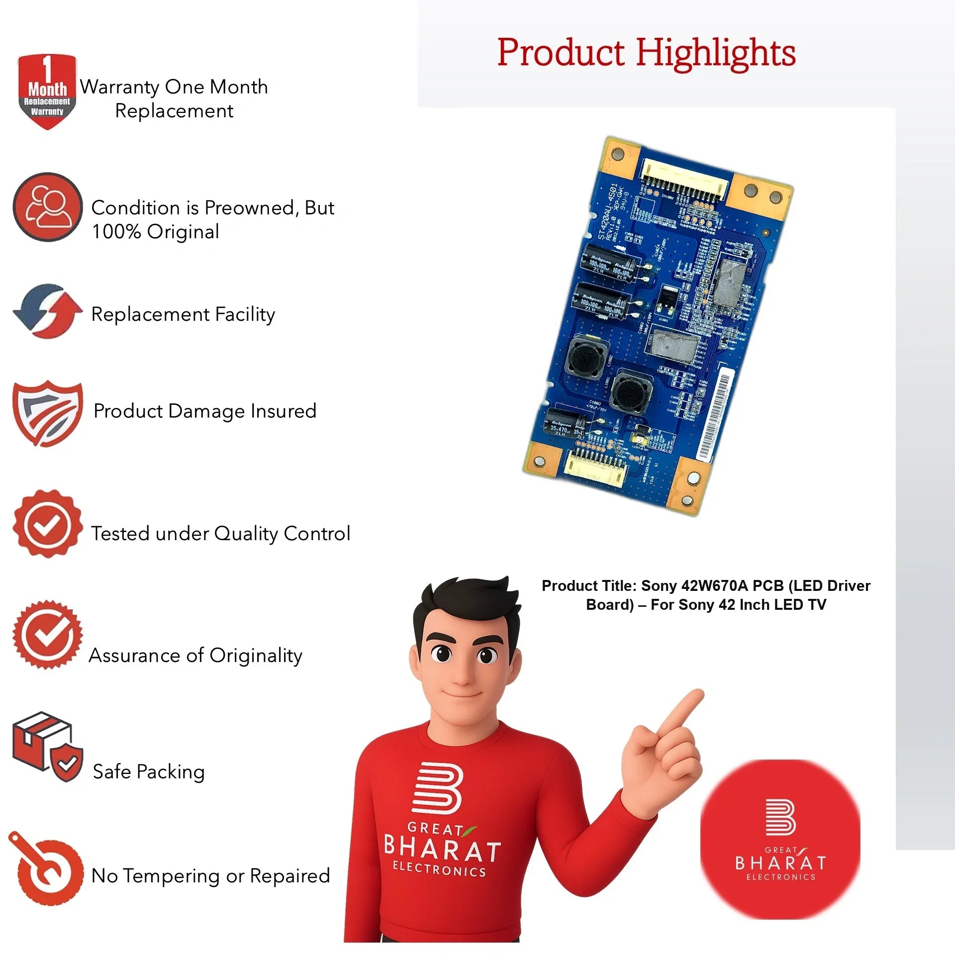 Sony 42W670A PCB (LED Driver Board) – For Sony 42 Inch LED TV - Great Bharat Electronics
