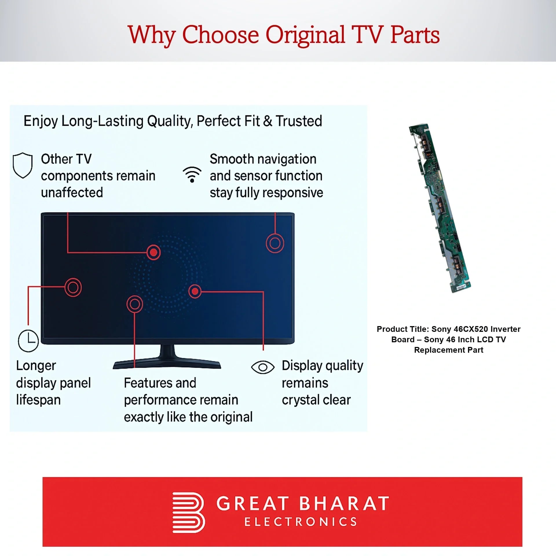 Sony 46CX520 Inverter Board – Sony 46 Inch LCD TV Replacement Part - Great Bharat Electronics