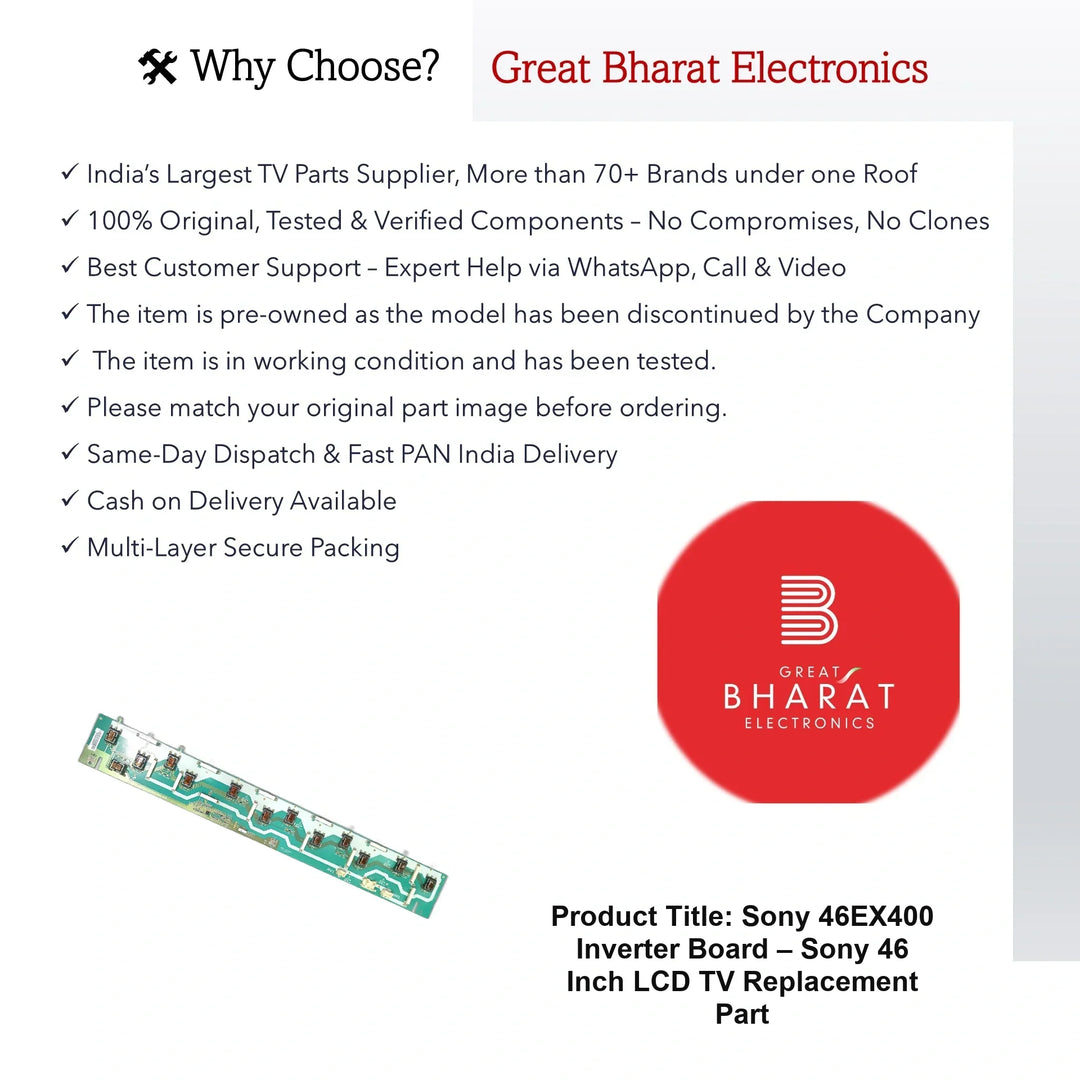 Sony 46EX400 Inverter Board – Sony 46 Inch LCD TV Replacement Part - Great Bharat Electronics