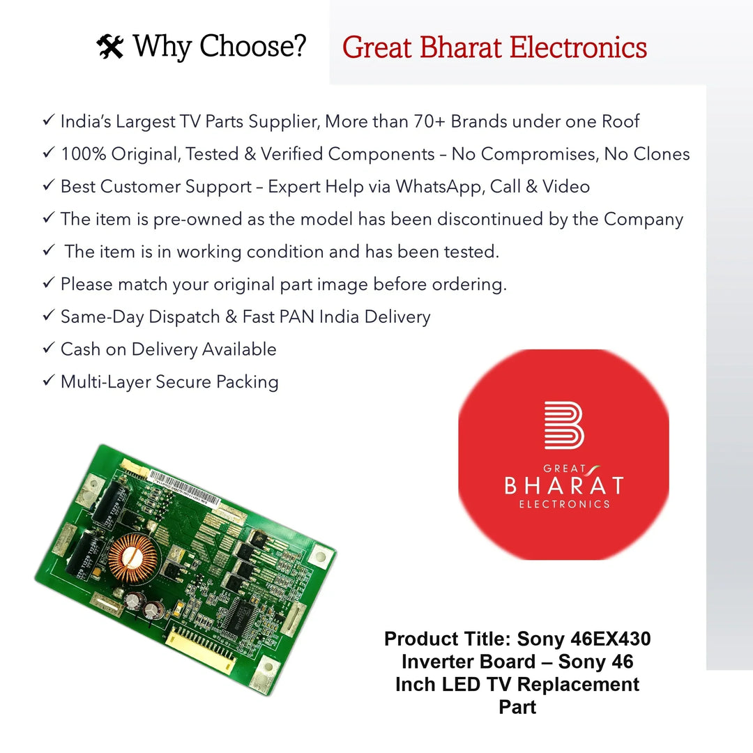 Sony 46EX430 Inverter Board – Sony 46 Inch LED TV Replacement Part - Great Bharat Electronics