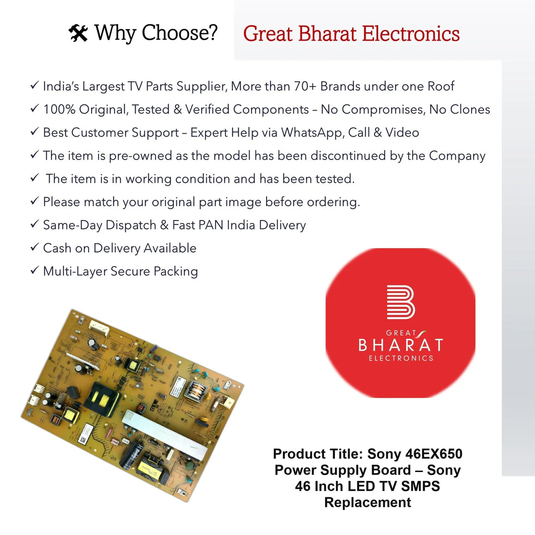 Sony 46EX650 Power Supply Board – Sony 46 Inch LED TV SMPS Replacement - Great Bharat Electronics