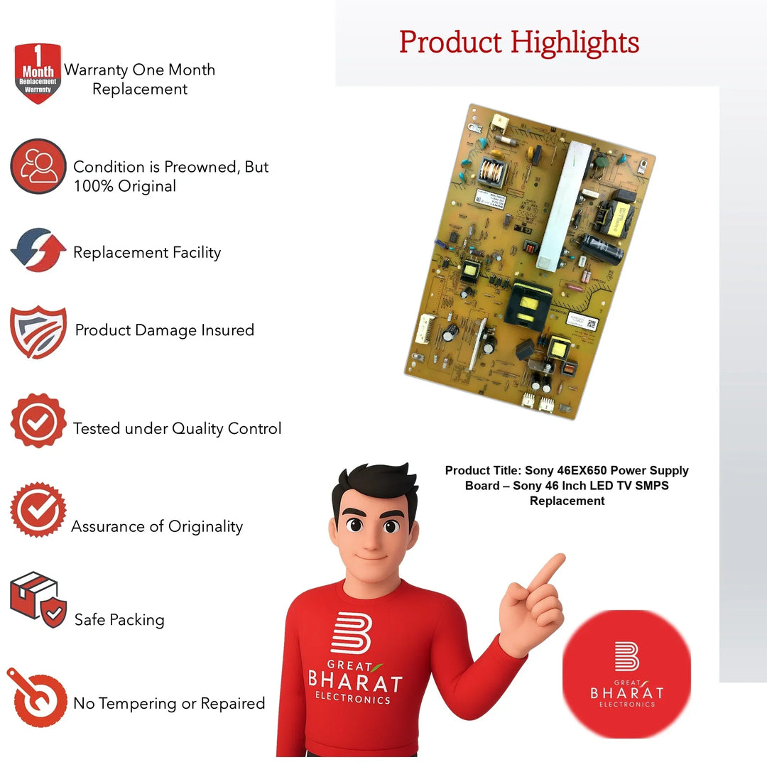 Sony 46EX650 Power Supply Board – Sony 46 Inch LED TV SMPS Replacement - Great Bharat Electronics