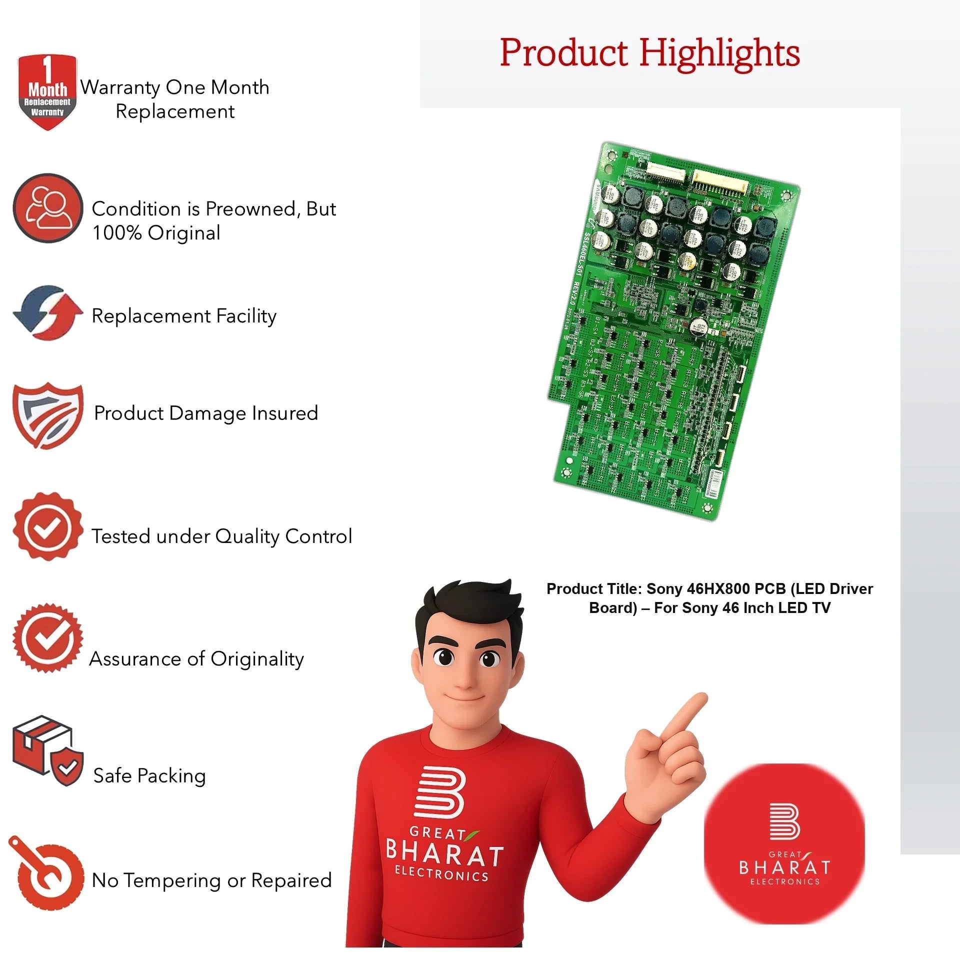 Sony 46HX800 PCB (LED Driver Board) – For Sony 46 Inch LED TV - Great Bharat Electronics