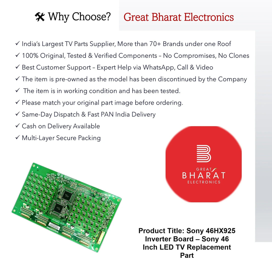 Sony 46HX925 Inverter Board – Sony 46 Inch LED TV Replacement Part - Great Bharat Electronics