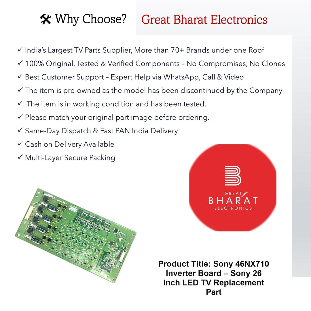 Sony 46NX710 Inverter Board – Sony 26 Inch LED TV Replacement Part - Great Bharat Electronics