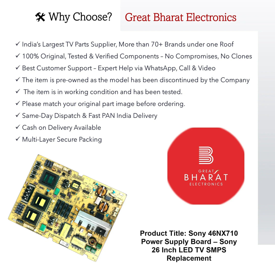 Sony 46NX710 Power Supply Board – Sony 26 Inch LED TV SMPS Replacement - Great Bharat Electronics