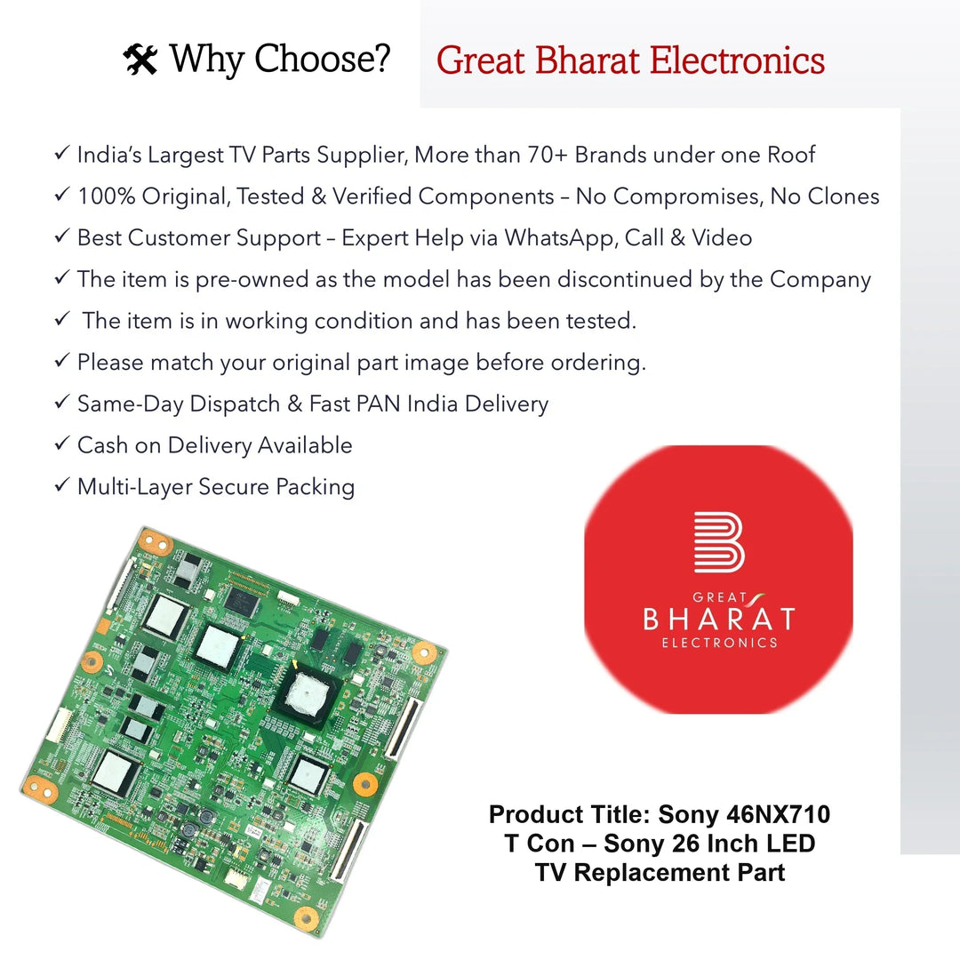 Sony 46NX710 T-Con Board – Sony 26 Inch LED TV Replacement Part - Great Bharat Electronics